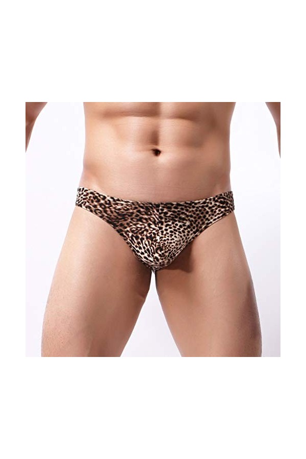 BOTCAM Boxer à carreaux sexy taille basse imprimé léopard sous-vêtements sexy pour homme boxer Pâques homme, marron, XL