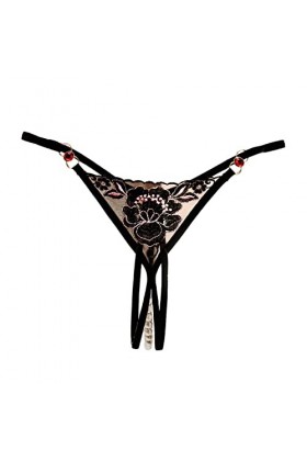 Costume de fête du Nouvel An pour femme - Slip sexy en dentelle ajourée - Culotte en crochet à lacets - String - Sous-vêtemen