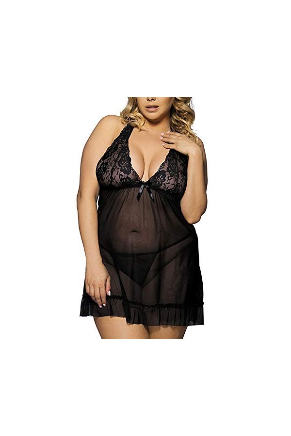 VRTUR Ensemble Pyjama Femme ÉCharpe Bande Mince Lingerie Débardeur Dentelle