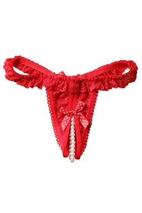 Lingerie Femme Sexy Ensemble Homme Sexy Hot y26k Femmes Sexy Culotte Perle Dentelle Strings Brassière en Coton Red, One Size