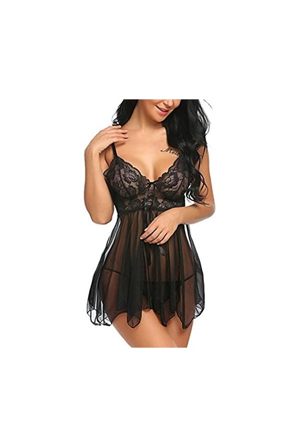 Lingerie Sexy Femme Coquine Hot Grande Taille 2023 Femme Dentelle Dentelle Sexy Femme Voir à Travers la Chemise de Nuit Fendu