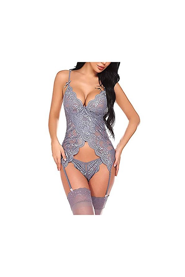 2023 Ensemble Lingerie Femmes sous-vêtements en Acier Lingerie Sexy Hollow Sexy Ring Thong Dentelle sans Soutien-Gorge Costum