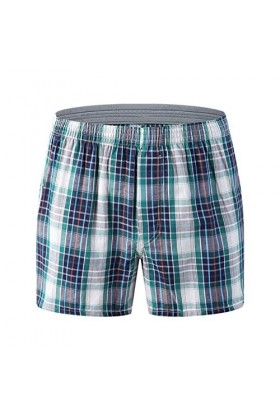 Pyjama Shorts Homme Pyjama Plaid Casual Ménage Home Shorts Pantalons Sous-vêtements Peignoir Homme Coton Bio, bleu, XL