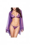JIYAYUIX Ensemble 2 pièces de lingerie sexy pour femme + string taille M, violet, XXL