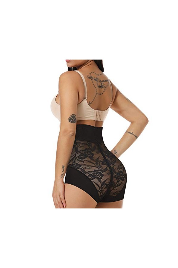 Gsheocm Sous-vêtements de sport pour femme - Pantalon à hautes hanches - Coupe du ventre - Forme de dentelle - Pour femme pos