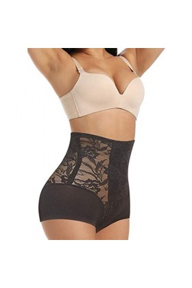 Gsheocm Sous-vêtements de sport pour femme - Pantalon à hautes hanches - Coupe du ventre - Forme de dentelle - Pour femme pos