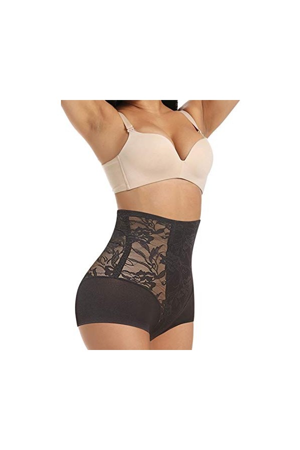 Gsheocm Sous-vêtements de sport pour femme - Pantalon à hautes hanches - Coupe du ventre - Forme de dentelle - Pour femme pos