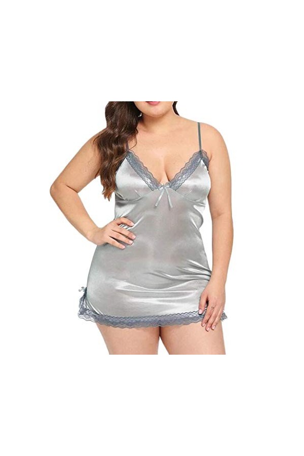 Robe dété pour Femme Boho Maxi Nightdress Dentelle Glisse Taille Plus avec Les Femmes Thong Contraste Sexy Bowknot Lingerie 