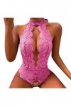 Hasagimol Lingerie Sexy Femme éRotique Pute One-Piece Deep V Dos Nu Réglable Teddy Sous-VêTement Ouvert Dentelle Babydolls Bo