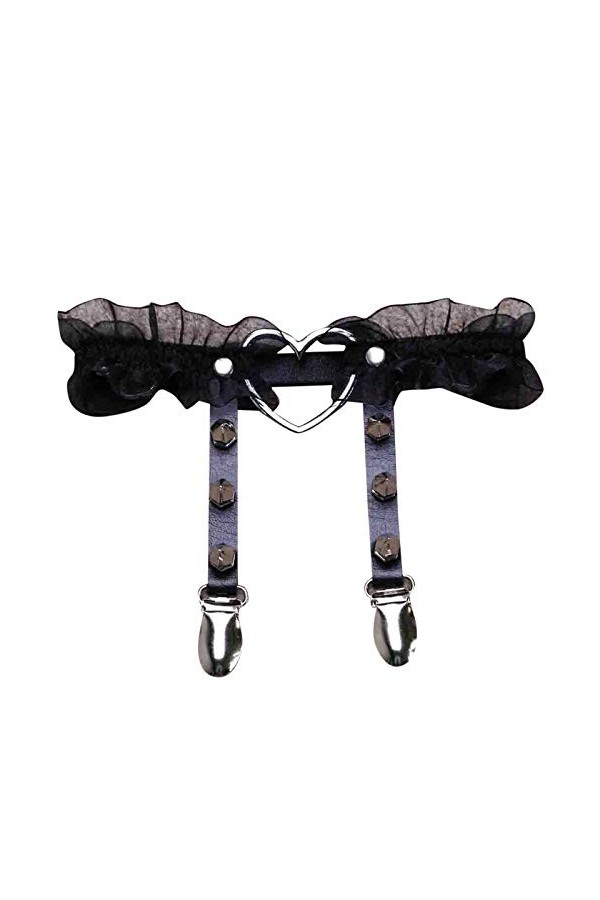 Générique Jambe pêche jarretière Sexy Coeur Ceinture Cuir discothèque Clip jarretière Accessoire Lingerie Ensemble Blanc Bla