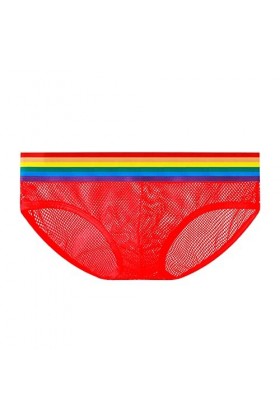 Slip sexy pour homme - Culotte arc-en-ciel - Sous-vêtements amusants pour homme, Rouge, XXXL
