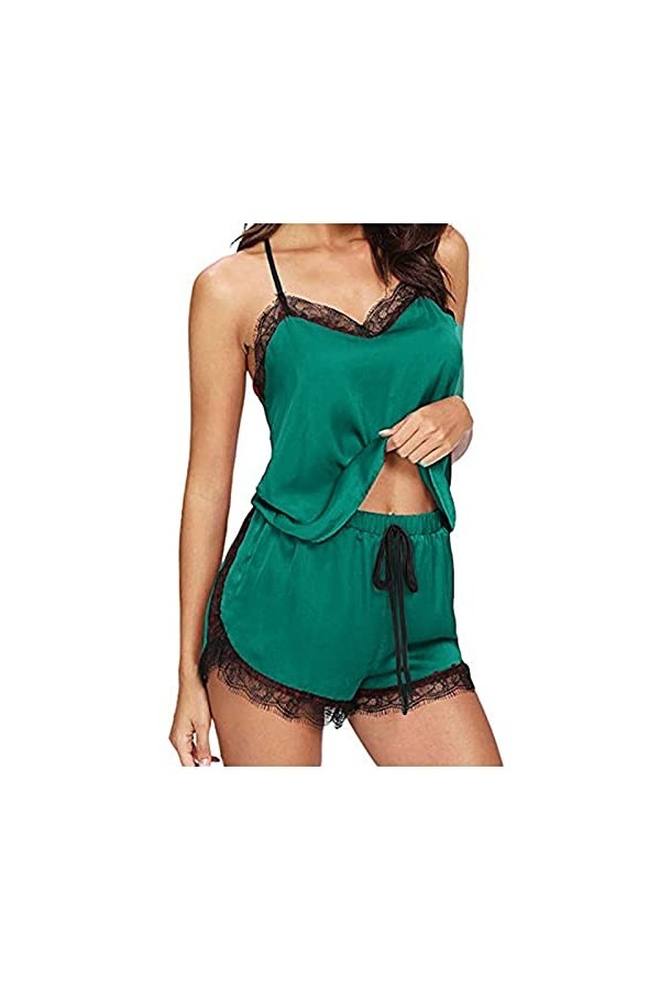 Ensemble bikini corset costume satin pyjamas sans manches pour femme Lingerie en cuir sexy pour adolescent