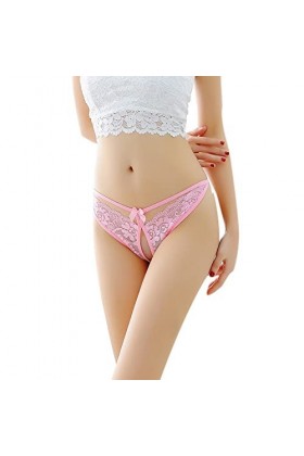 chiphop Lingerie Masculine String String Lace Hollow Briefs G Super sous-vêtements Culottes Femmes Sexy Dentelle Pink, One S