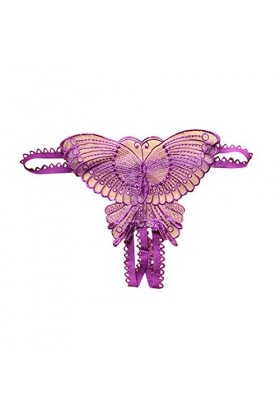 BIISDOST Solide Dentelle féminine Sexy Transparent Culotte Thong Fashion Color Lingerie Transparente Long Purple, One Size 