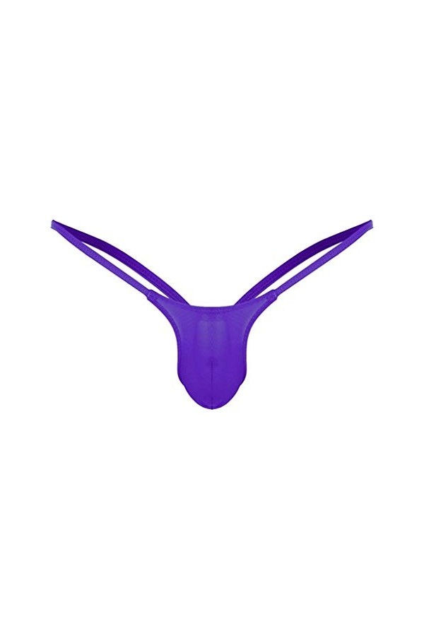 chiphop Lace Lingerie Bas sous-vêtements arrière Slips Briefs Thong G-String Mens Open Rise Vêtements Sexy Purple, XL 