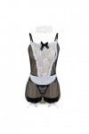 Lingerie sexy en dentelle pour femme, Noir , 3XL