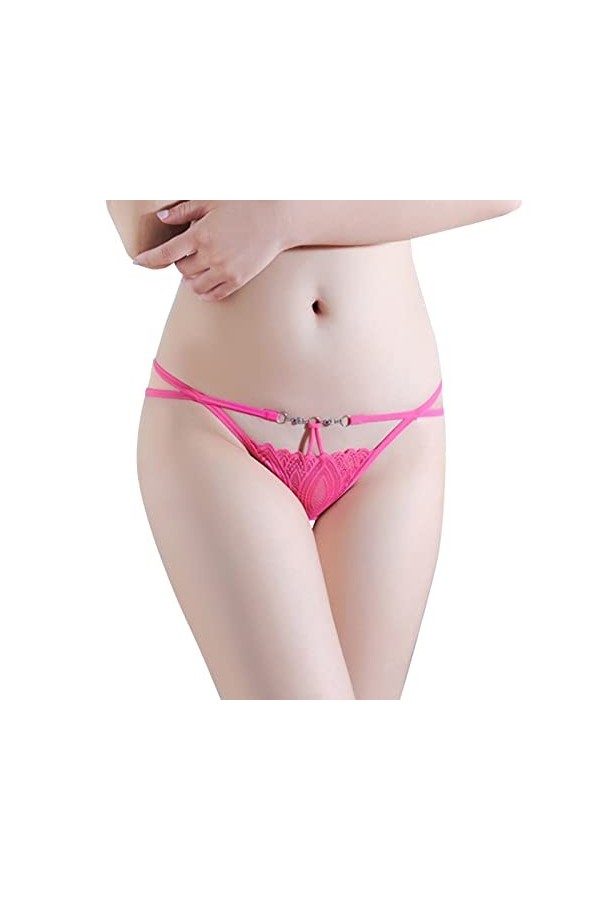Aoklidil Culotte sexy en dentelle pour femme - String G - Sous-vêtements pour hommes, Rose vif, taille unique