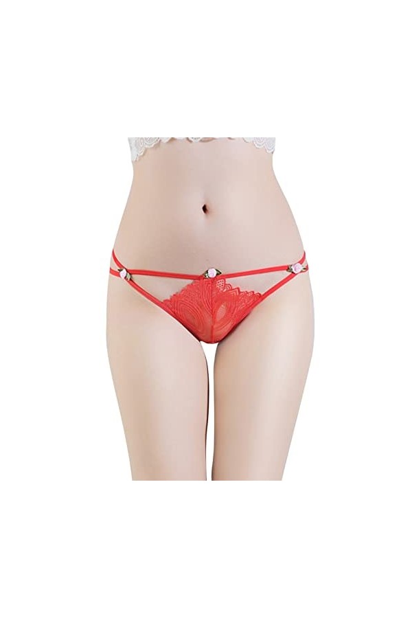 Aoklidil Culotte creuse sexy pour femme, a-rouge, taille unique