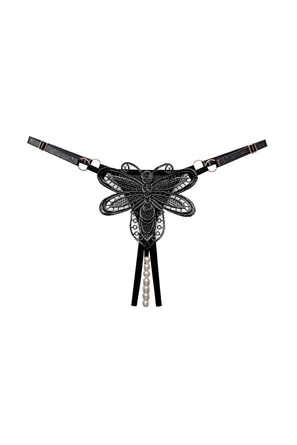 Aoklidil Culotte pour femme - String en dentelle libre - Taille basse - Dentelle sexy - Culotte en T, 1 - Noir., taille uniqu