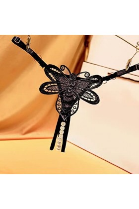 Aoklidil Culotte pour femme - String en dentelle libre - Taille basse - Dentelle sexy - Culotte en T, 1 - Noir., taille uniqu