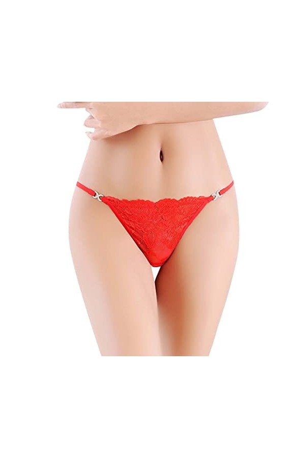 Aoklidil Culotte sexy en dentelle pour femme - Culotte à lacets - String G - Lingerie - Sous-vêtements - Pantys - Dentelle, R