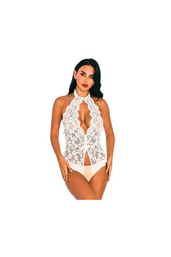 JISUXIAB Porte-jarretelles avec clips pour femme en dentelle florale avec bordure festonnée - Lingerie de Noël pour femme P1