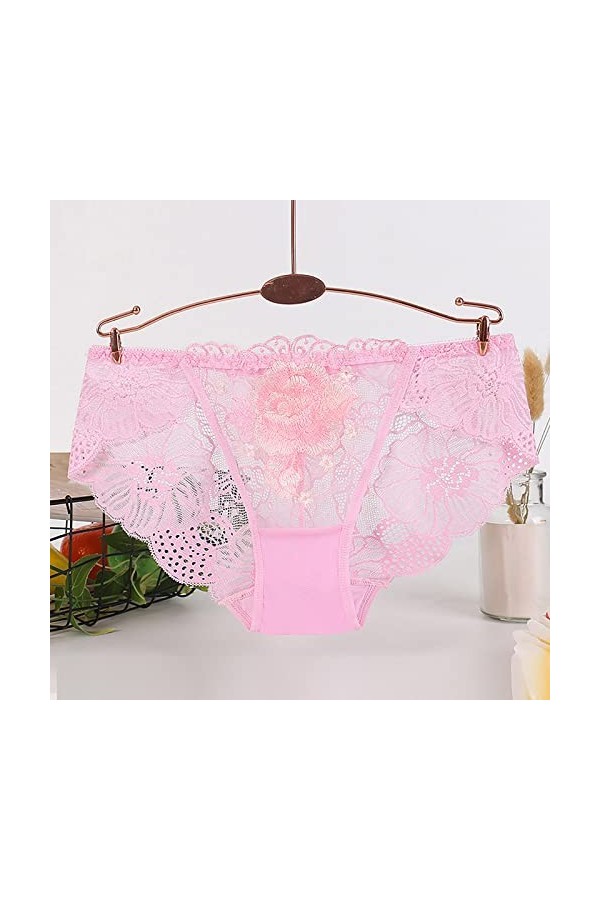 Aoklidil Sous-vêtements sexy pour femme - Lingerie sexy en dentelle - String ouvert - Culotte G - Lingerie, Rose 2, L