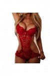 MVPKK ♥ Lingerie Femme - Lingerie Sexy Femme Dentelle Bandage sous-vêtements Mode Chic Bowknow Tentation Vêtements de Nuit Er