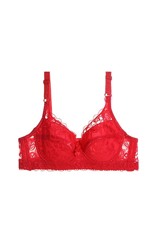 HANXIULIN Soutien-gorge pour femme en dentelle sans armatures - Soutien-gorge minimiseur avec bonnets en dentelle florale - D