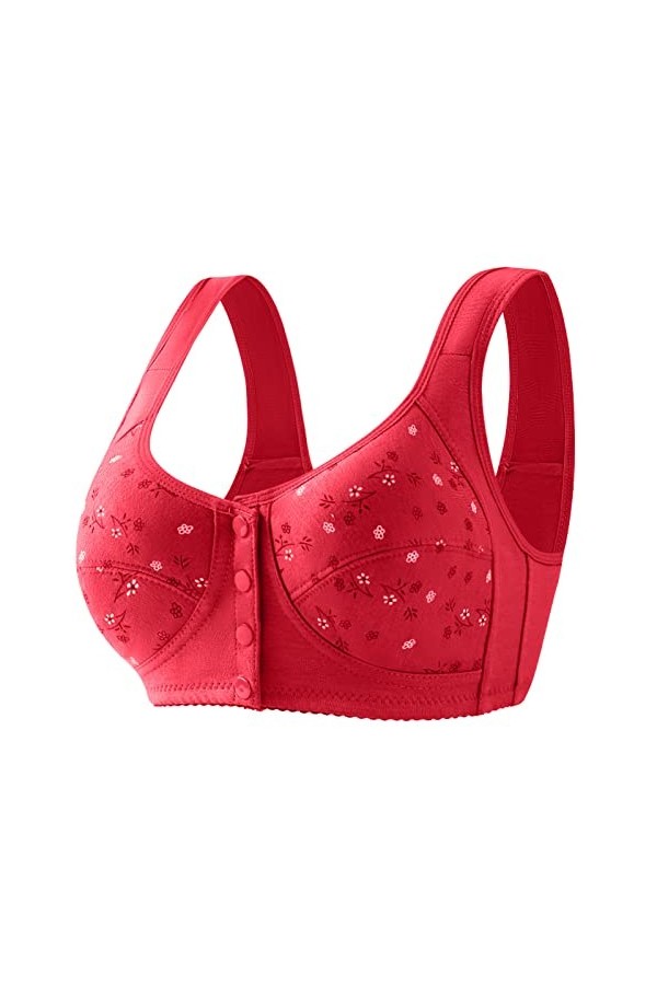 HANXIULIN Soutien-gorge à fermeture avant pour femme - Sans armatures - Sans armatures - Coupe ajustée - Bustier de yoga - Gr
