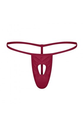 Générique String Amusant pour Hommes Ouverture sur Le Devant String t-Back Slip de Bikini sous-vêtement ajouré uni Rouge,XL 