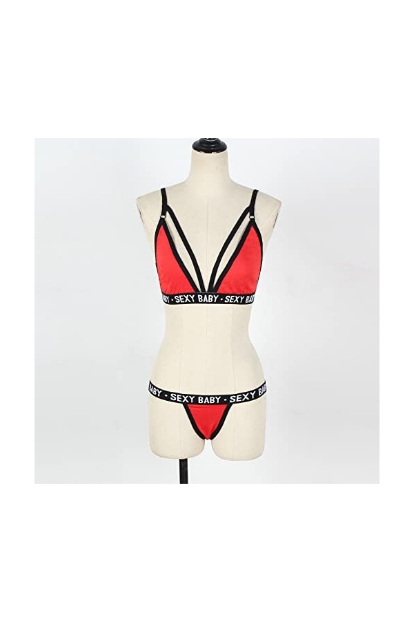 Bustier Sexy Grande Taille Lingerie Sexy pour Femmes Lettres Imprimées Bralette Et Culotte Ensemble 2 Pièces Ensembles De Lin