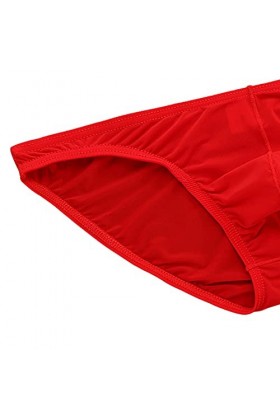 JEShifangjiusu Culotte Basse De Couleur Unie pour Hommes String éRotique en Soie GlacéE sous-VêTements Respirants Sexy Rouge