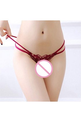 Poo4kark Transparente G-Strings Culotte réglable à Culotte Mesdames Dentelle Lingerie Culotte Sexy Doux Perle Culotte Dames C