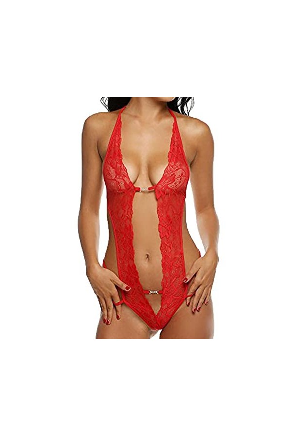 shouone 1 PièCes En Pour Femme Lingerie Sexy Hot Chaude Babydoll Lingerie Culotte Ouverte Cadeau Pere St Valentin Cadeau Homm