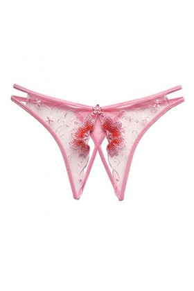 Aoklidil Culotte Femme Sexy Femmes Dentelle Transparent Perle Massage Transparent Sexy String Ouvert Broderie Sous-Vêtements,