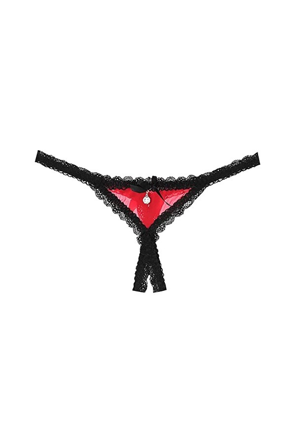 Culotte Bikini en Soie pour Femme Femmes Sexy Dentelle Slips évider Culotte Crochet à Lacets Culotte Tongs G String Lingerie 