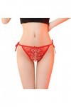 Aoklidil Lot de 3 culottes sexy en dentelle pour femme - Culotte en crochet - String G, Rouge-1, taille unique