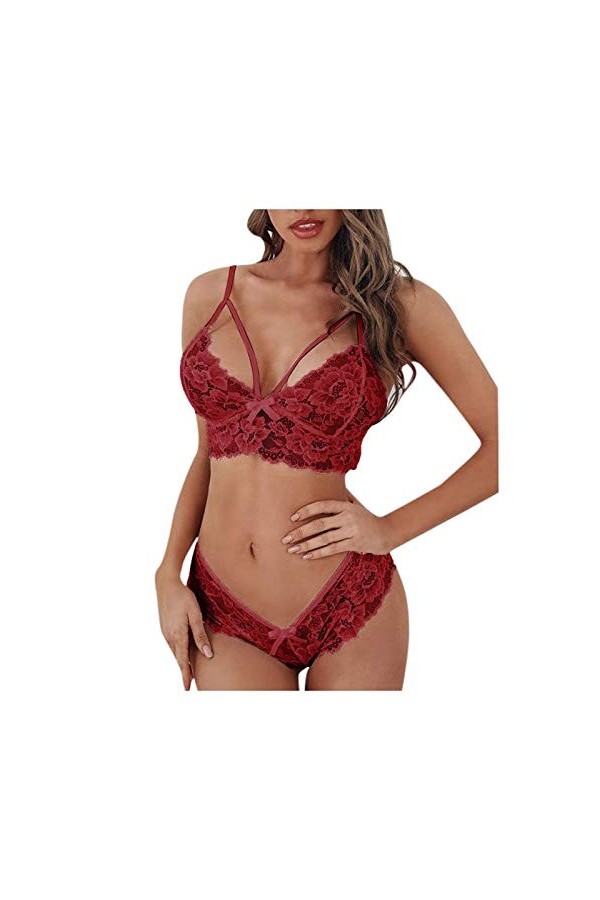 iYmitz sous-vêtements Bralette Bra Dentelle Corset Deux Floral Women Piece Plus Lingerie de Taille Menstruelle Nuit Abondant