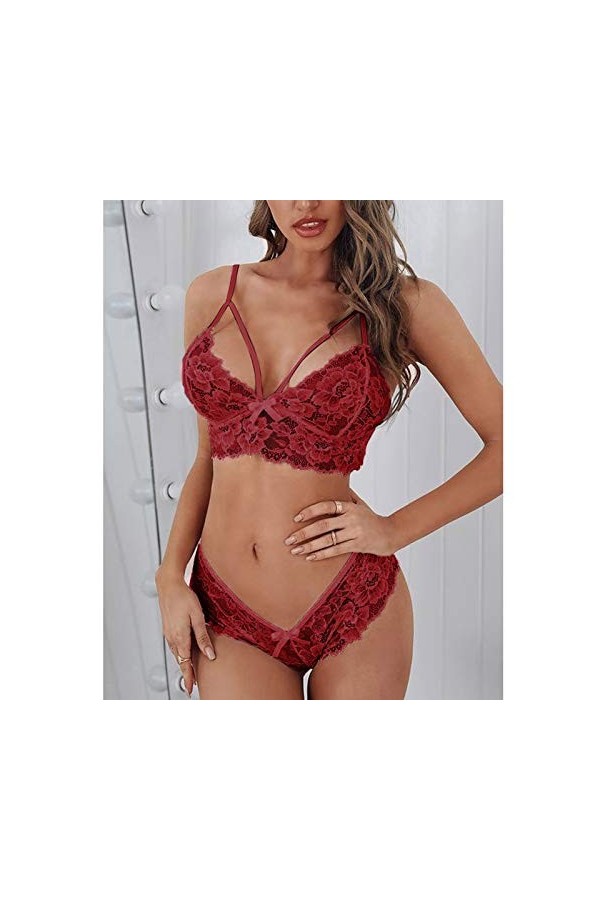 iYmitz sous-vêtements Bralette Bra Dentelle Corset Deux Floral Women Piece Plus Lingerie de Taille Menstruelle Nuit Abondant