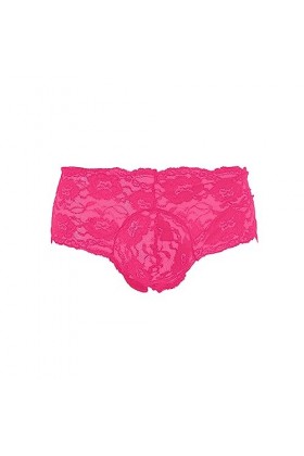 Générique Lingerie Homme Sexy Hot sous-vêtement Sexy pour Homme Rose Lace Transparent Mesh Shorty Taille Basse Ensemble Peign