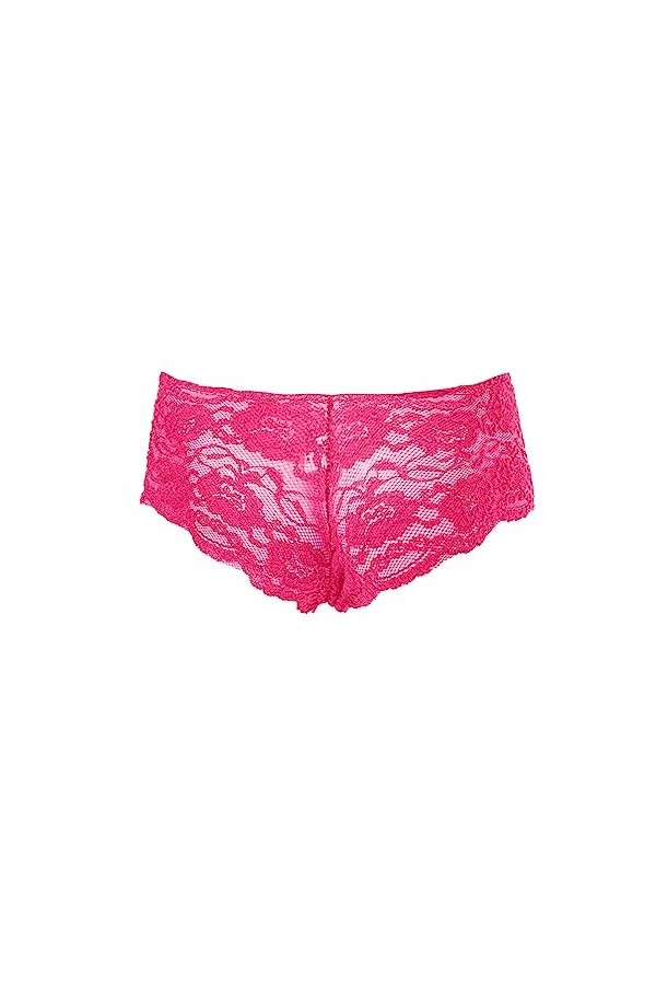 Générique Lingerie Homme Sexy Hot sous-vêtement Sexy pour Homme Rose Lace Transparent Mesh Shorty Taille Basse Ensemble Peign