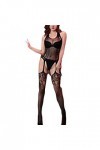 VRTUR Lingerie Sexy Creux Bas Résille Gros Bas Résille Vêtements Combinaison Ouvert Combinaison Lingerie Femme, Noir , taille
