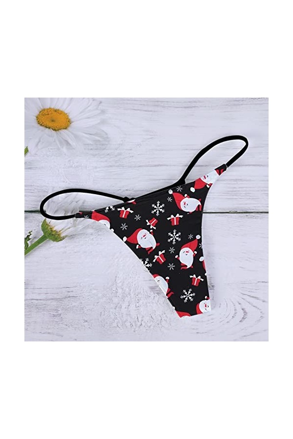 Aoklidil Sous-vêtement pour femme - Culotte sexy confortable - Motif sexy - Culotte basse - Doux et sexy, Noir-2, S