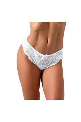 Générique Crochet sous-vêtements Culotte Creux Sexy pour Les Femmes Culotte Dentelle Out Lace-up Lot Microfibre White, XL 