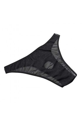 Junhasgood Robe Sexy Club Trou sous-vêtements Hommes Passion Sexy Underpant T-Back Body Chic Blanc Black, One Size 