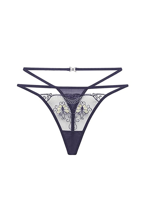 Lingerie Femme Sexy Ensemble Homme Sexy Hot y2*k Femme Mesh Style Mince Respirant Évidé String Taille Basse Sexy Coquine Blu