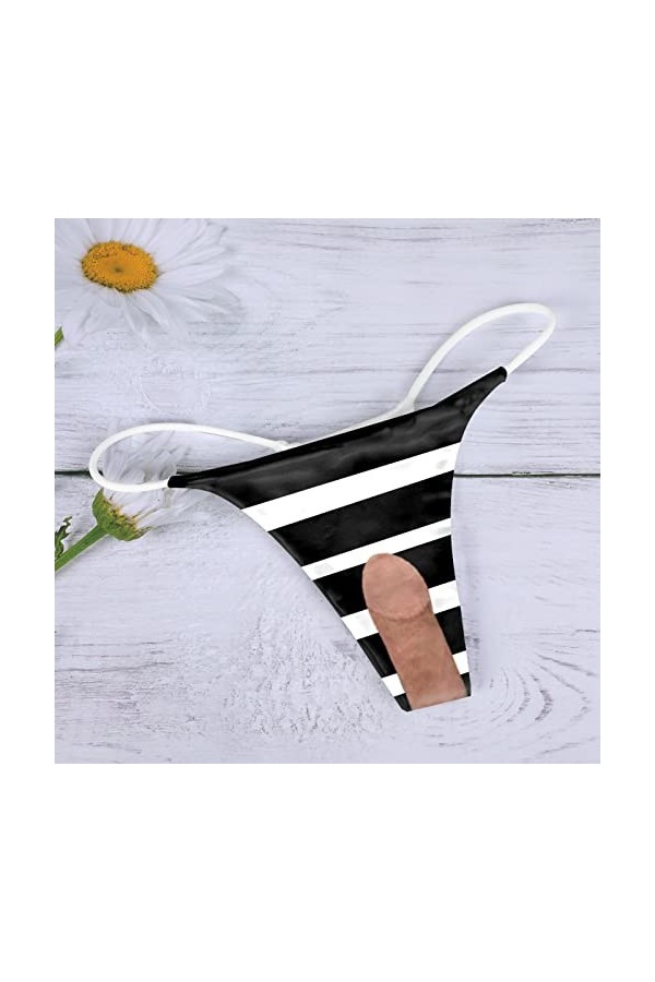 Aoklidil Culotte sexy confortable pour femme - Motif sexy - Taille basse - Doux et sexy, a-noir, XL