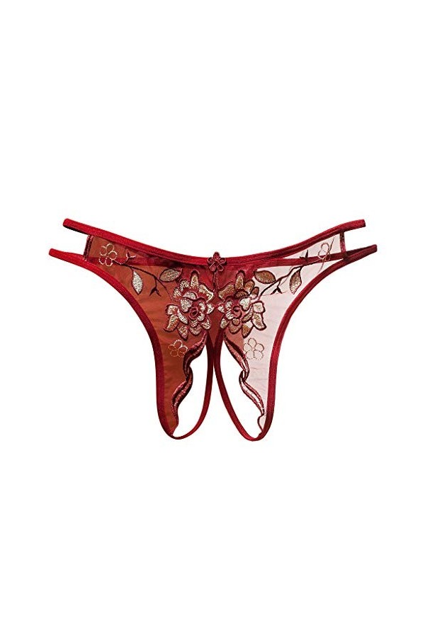 Aoklidil Femmes Culotte Fente en Dentelle Libre String Taille Basse Dentelle Sexy Dentelle T-Culotte Sous-Vêtements Hommes Se