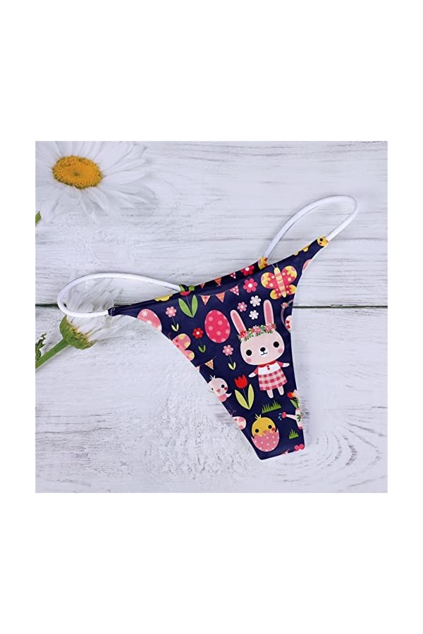 Aoklidil Sous-vêtements sexy pour hommes et femmes - Culotte à imprimé - Couleurs au choix - Lingerie sexy G String T Back - 